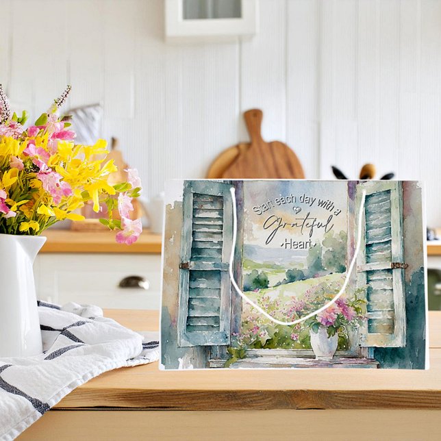 Bolsa De Regalo Grande Glorioso acuarela floral ventana (Subido por el creador)