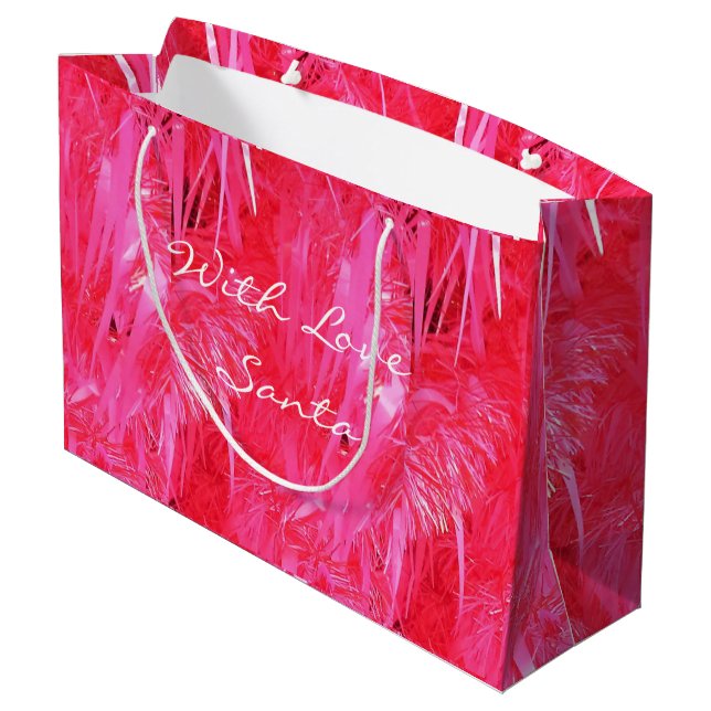 Bolsa De Regalo Grande Glossy Pink Merry Christmas Gift Bag Personalizado (Angulo reverso)
