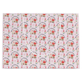 Bolsa De Regalo Grande Gnome De La Acuarela De Navidad Y Los Hongos