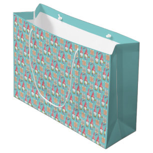 Bolsa De Regalo Grande Gnome turquesa moderno con amor