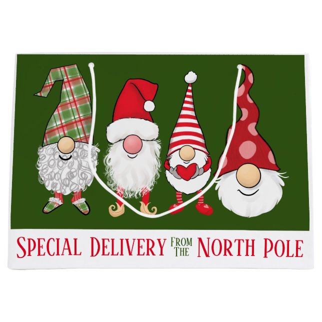 Bolsa De Regalo Grande Gnomes para los Navidades de entrega especiales de (Anverso)