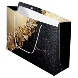 Bolsa De Regalo Grande Gold Floral Embellishments Gift Bag