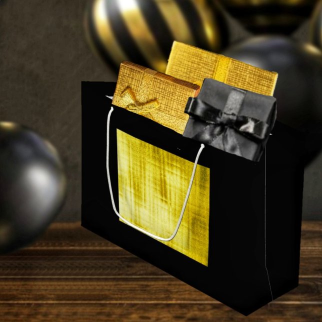 Bolsa De Regalo Grande Gold-Paneled Black-II  (This Gold-Paneled Black-II design, is elegant, and versatile, enough to use for special 
occasions!)