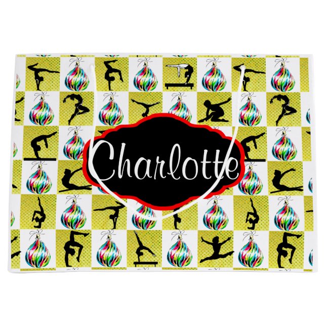 BOLSA DE REGALO GRANDE GOLD PERSONALIZADO GYMNAST NAVIDAD GIFT BAG (Anverso)