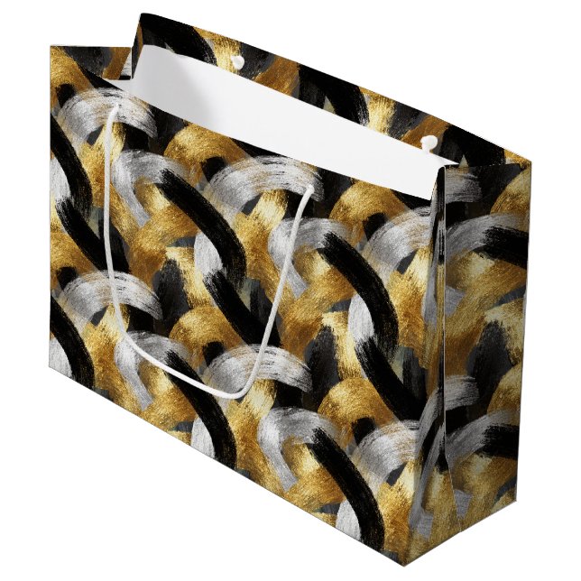 Bolsa De Regalo Grande Gold Silver Black Christmas Celebration (Angulo Anverso)