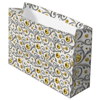 Bolsa De Regalo Grande Gold & Silver Swirl Elegance