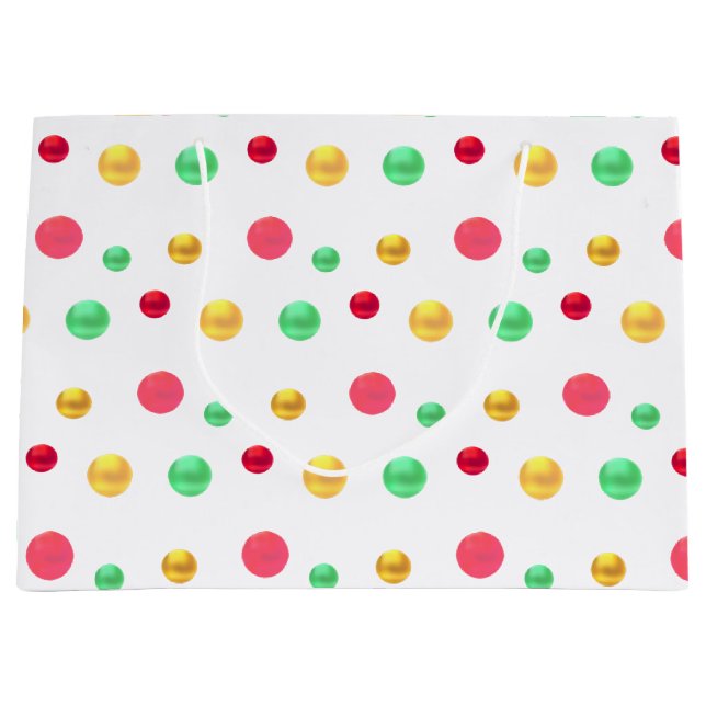 Bolsa De Regalo Grande Golden, Green Red, Polka Dots (Anverso)