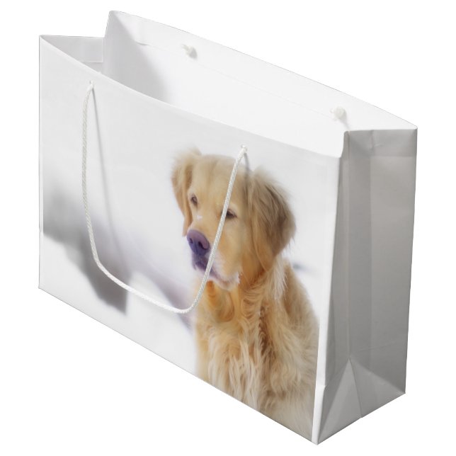 Bolsa De Regalo Grande Golden retriever en la nieve (Angulo Anverso)
