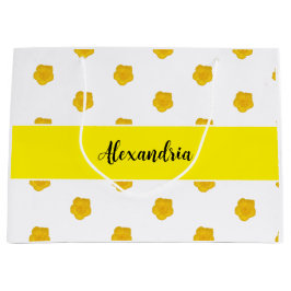 Bolsa De Regalo Grande Golden Yellow Wildflower  Monogram Name Gift Bag