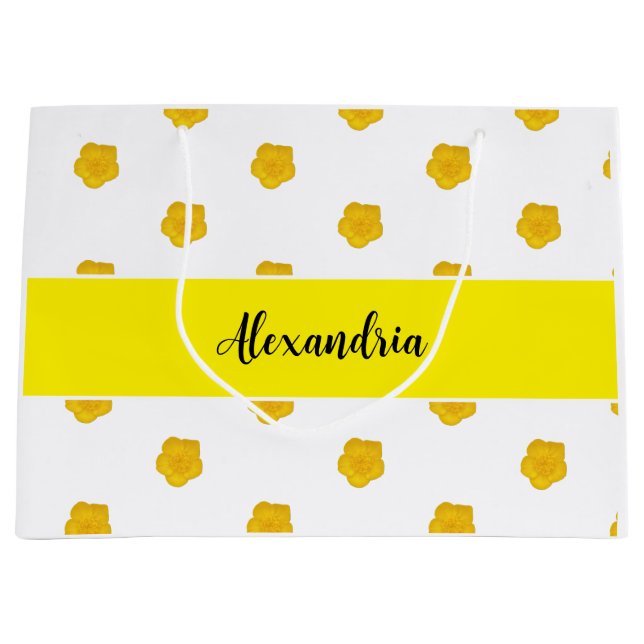 Bolsa De Regalo Grande Golden Yellow Wildflower  Monogram Name Gift Bag (Anverso)