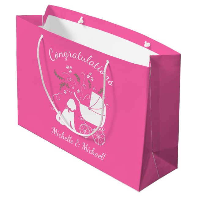 Bolsa De Regalo Grande Goldendoodle Baby Shower Pink (Angulo reverso)