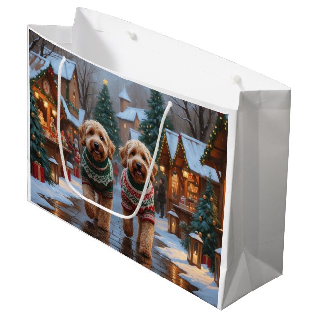 Bolsa De Regalo Grande Goldendoodle Dogs Christmas Snow Holiday (Angulo Anverso)