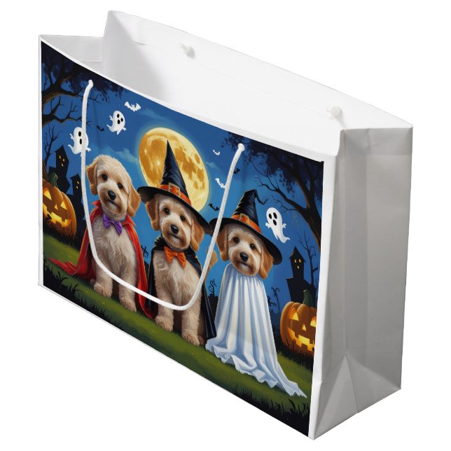 Bolsa De Regalo Grande Goldendoodle Dogs Pumpkin Halloween Funny (Angulo Anverso)