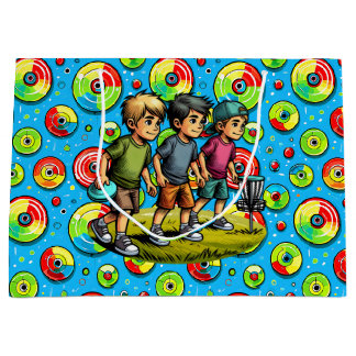 Bolsa De Regalo Grande Golf Blue, Green y Red Disc Temática Cumpleaños