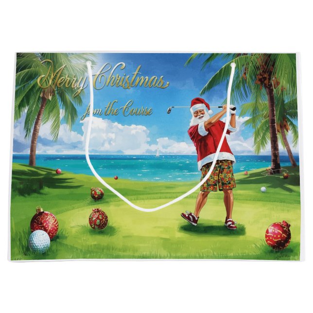 Bolsa De Regalo Grande Golf Christmas themed with Santa Claus (Anverso)
