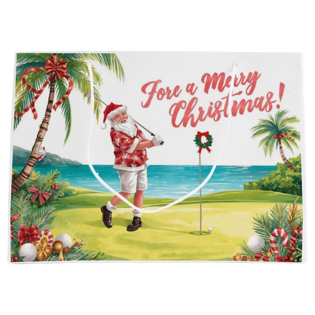 Bolsa De Regalo Grande Golf Santa Golfer fore a merry christmas (Anverso)