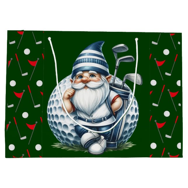 Bolsa De Regalo Grande Golfing Gnome (Reverso)
