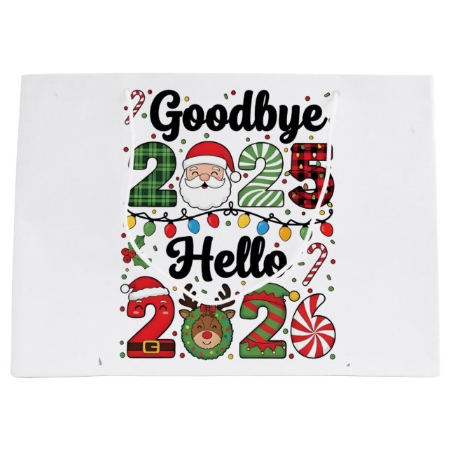 Bolsa De Regalo Grande Goodbye 2025 Hello 2026 New Year Resolution   (Anverso)