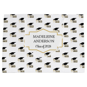 Bolsa De Regalo Grande Gorrito de Graduación Moderno Caprichoso Dorado Ne