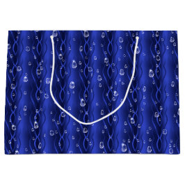Bolsa De Regalo Grande Gotas de lluvia azul Metalizado