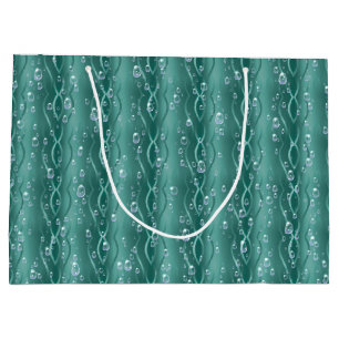 Bolsa De Regalo Grande Gotas de lluvia Metalizado verdes