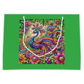 Bolsa De Regalo Grande "Graceful Peacock Themed Gift Bag