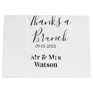 Bolsa De Regalo Grande Gracias a un brunch post boda nombre fecha simple