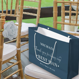 Bolsa De Regalo Grande Gracias al mejor hombre azul personalizado