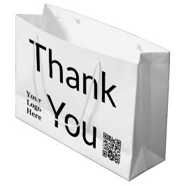 Bolsa De Regalo Grande Gracias Código QR en blanco y negro Su logotipo aq