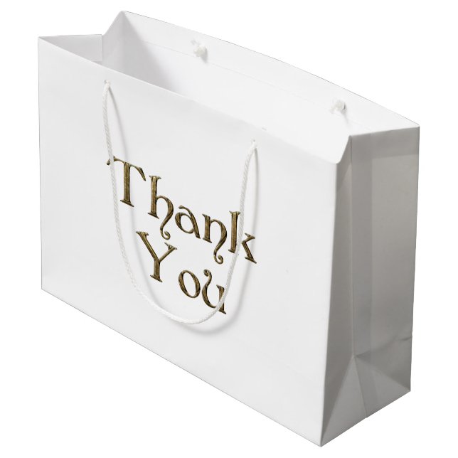 Bolsa De Regalo Grande Gracias, Golden Typography Text Elegant (Angulo reverso)