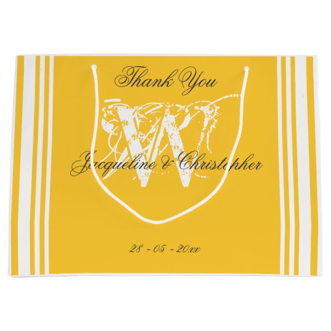 Bolsa De Regalo Grande Gracias Moda de verano amarillo suave Boda Monogra (Anverso)
