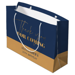 Bolsa De Regalo Grande Gracias por tu cumpleaños con elegante letra dorad