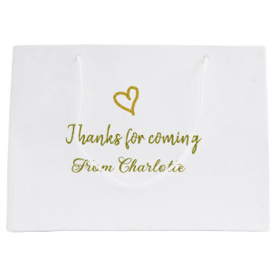 Bolsa De Regalo Grande gracias por venir agregar nombre mensaje de texto 