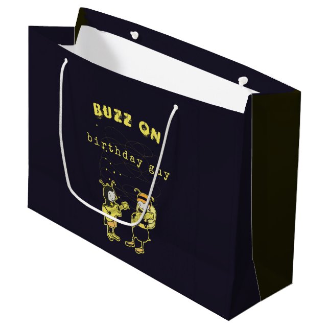 Bolsa De Regalo Grande Gracioso Buzz En Rock Silly Birthday Humor Negro (Angulo Anverso)