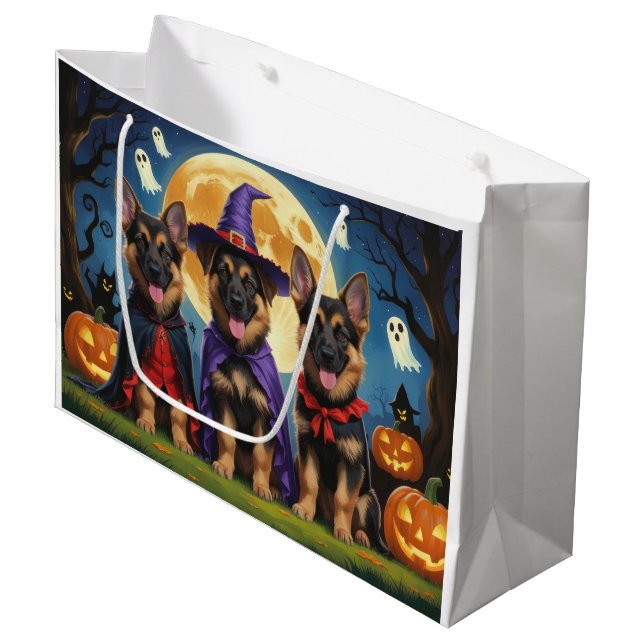 Bolsa De Regalo Grande Gracioso calabaza Halloween de los perros pastores (Angulo Anverso)