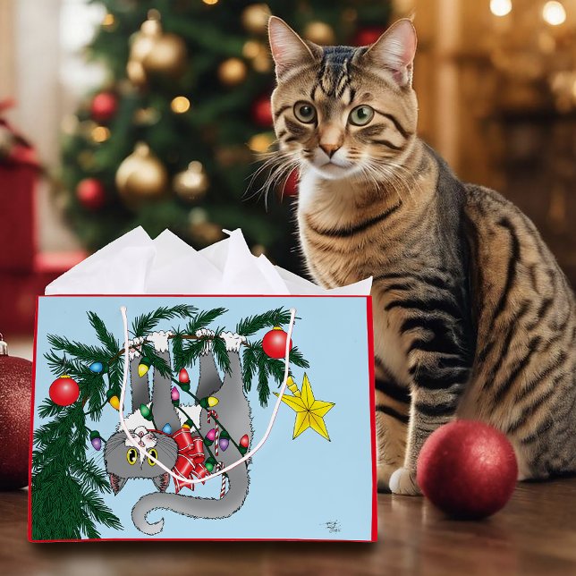 Bolsa De Regalo Grande Gracioso gato colgante de árbol de Navidad (Subido por el creador)
