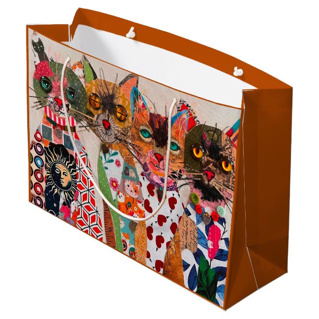 Bolsa De Regalo Grande Gracioso gato de medios mixtos (Angulo reverso)