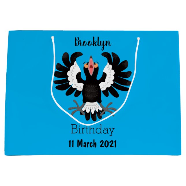 Bolsa De Regalo Grande Gracioso ilustracion de personalizado magpie austr (Anverso)