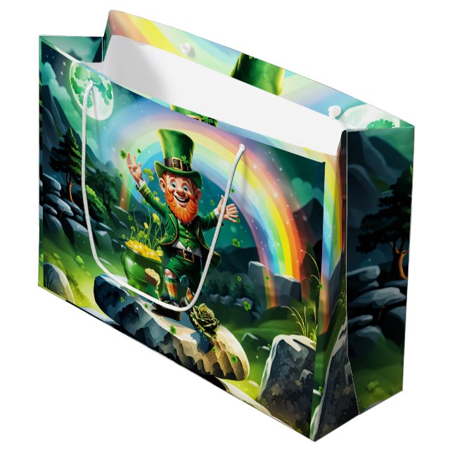 Bolsa De Regalo Grande Gracioso leprechaun feliz (Angulo Anverso)