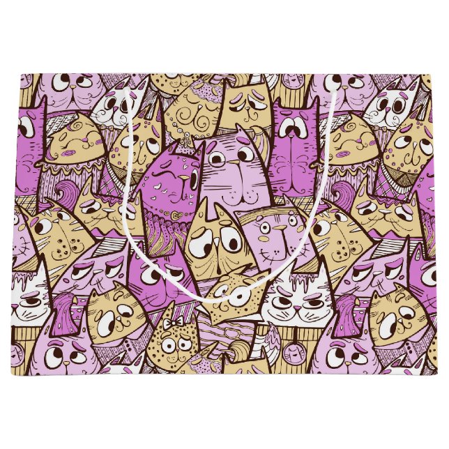 Bolsa De Regalo Grande Graciosos Gatos Jugadores (Anverso)