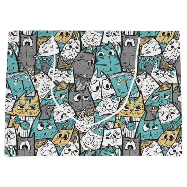 Bolsa De Regalo Grande Graciosos Gatos Jugadores (Anverso)