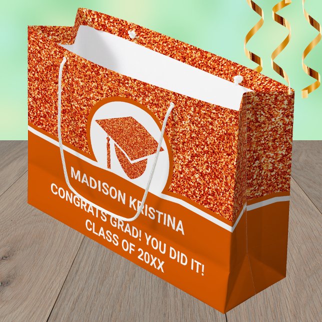 Bolsa De Regalo Grande Grad Glam Naranja Cap Personalizado simple elegant (Subido por el creador)