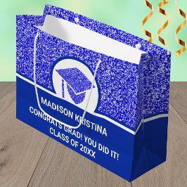 Bolsa De Regalo Grande Grad Glam Navy Cap Personalizado simple elegante