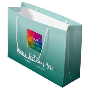 Bolsa De Regalo Grande Gradiente Azul Teal Plantilla Personalizada Tu Log