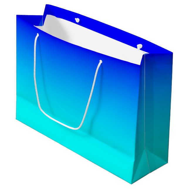 Bolsa De Regalo Grande Gradiente de Aqua a Azul (Angulo Anverso)