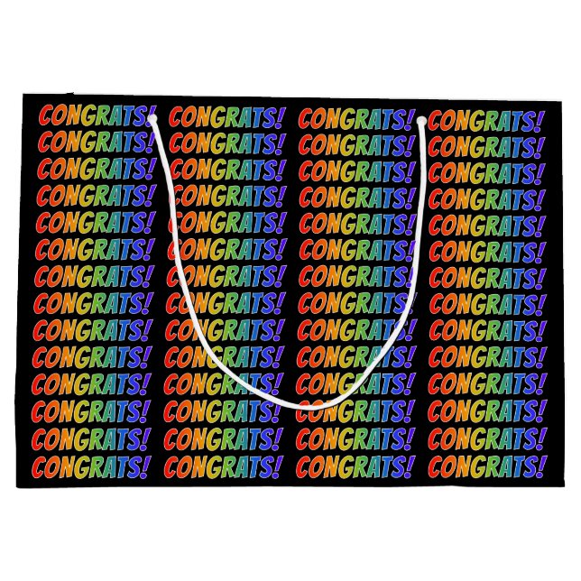 Bolsa De Regalo Grande Gradiente del espectro arcoiris "CONGRAMAS!" (Reverso)
