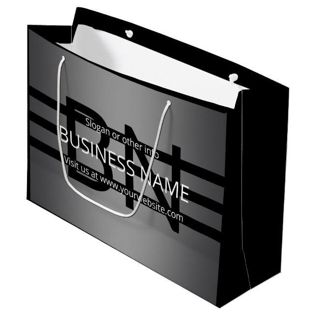 Bolsa De Regalo Grande Gradiente gris moderno y bandas negras horizontale (Angulo Anverso)