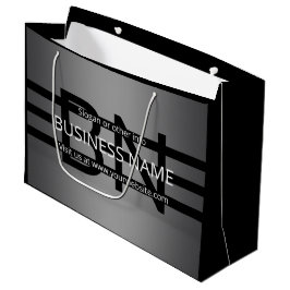 Bolsa De Regalo Grande Gradiente Gris Moderno y Franjas Negras Horizontal