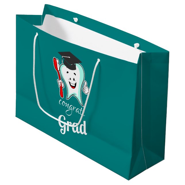 Bolsa De Regalo Grande Grado de dientes blancos con tapón de graduación (Angulo Anverso)