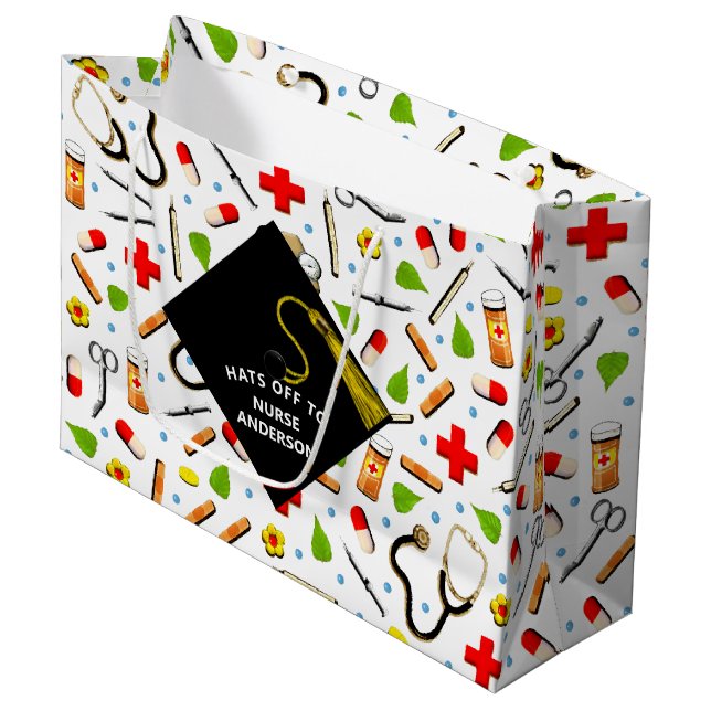 Bolsa De Regalo Grande Grado de Escuela de Enfermería Creativa (Angulo Anverso)